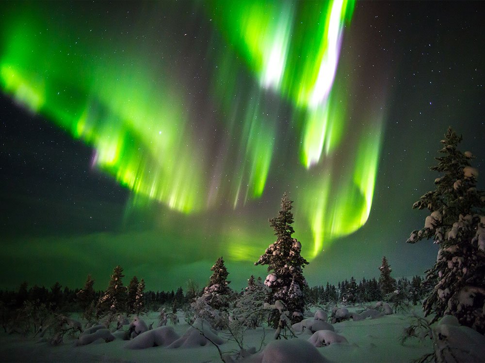 Aurores boréales en Laponie finlandaise