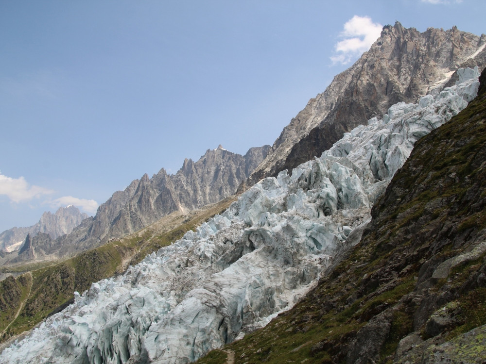 Le glacier des Bossons et l'Aiguille du Midi